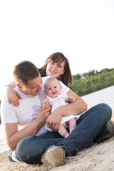 Young family have a trip on vacation