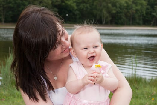 Mother and her daughter are having a nice time
