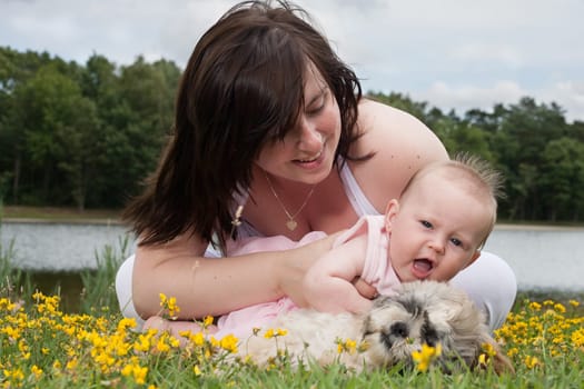 Mother and her daughter are having a nice time