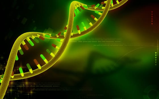 Digital illustration DNA structure in colour background