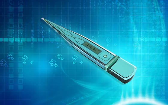 Digital illustration of thermometer in colour background