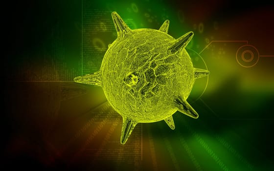 Digital illustration of herpes virus in colour background