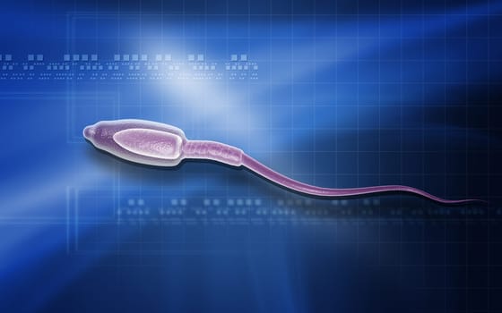 Digital illustration of sperm in colour background