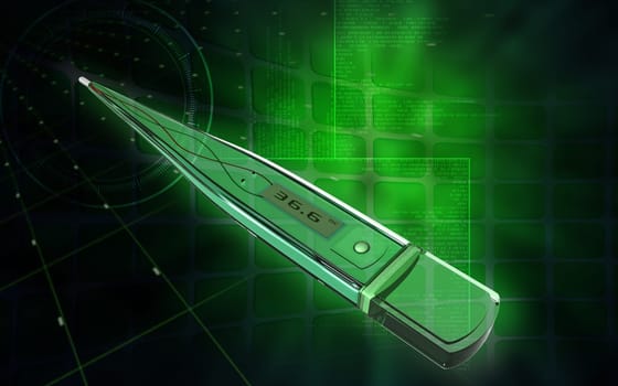 Digital illustration of thermometer in colour background