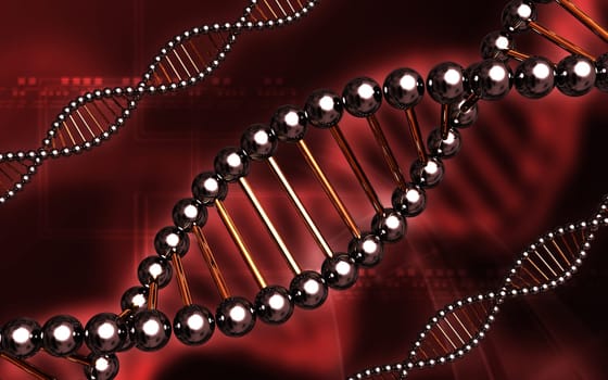 Digital illustration DNA structure in colour background