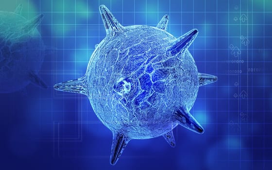 Digital illustration of herpes virus in colour background