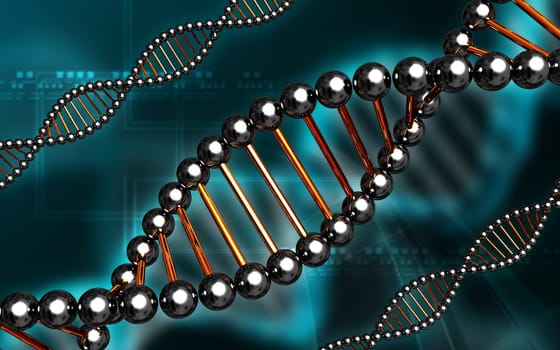 Digital illustration DNA structure in colour background