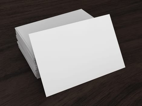 Blank business cards. 3d illustration on wooden background