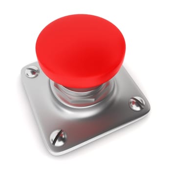 Red button. 3d illustration on white background