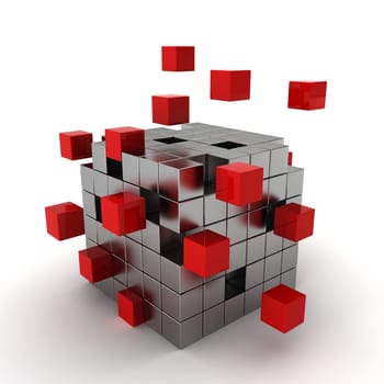 cube chaos - 3d render on white