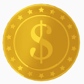 Golden coin. 3d illustration on white background .