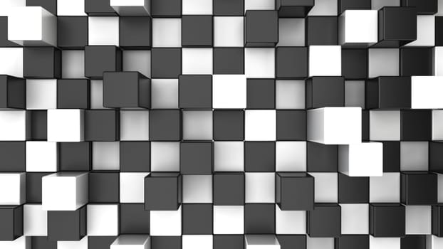 Abstract checker background with boxes on different levels