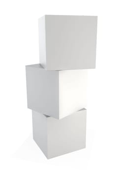 Three cubes. 3d illustration on white background