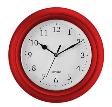 Wall clock isolated on white background. Ten past ten