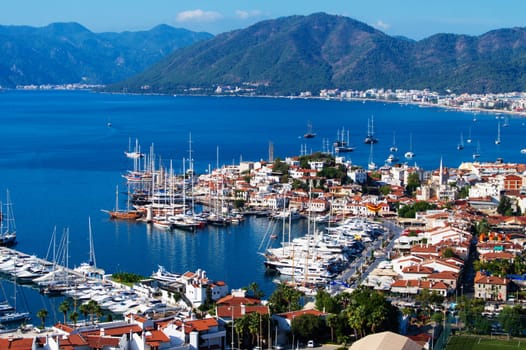 View of Marmaris harbor on Turkish Riviera.