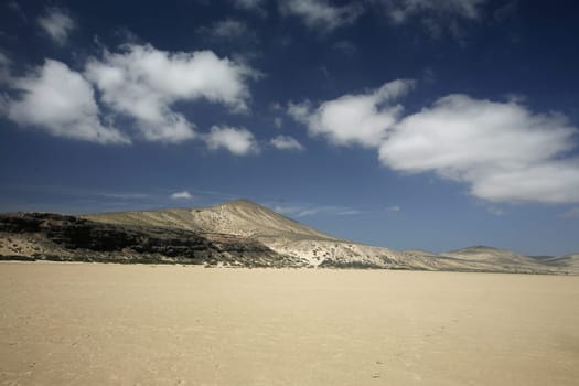 the Playa de Satovento de Jandia on the south of the Island Fuerteventura on the Canary island of Spain in the Atlantic Ocean.