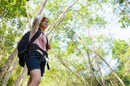 Young girl looking natural on the hiking trails
