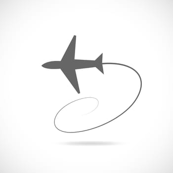 Illustration of an airplane silhouette isolated on a white background.