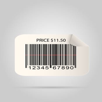 Illustration of a paper barcode sticker isolated on a white background.