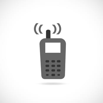 Illustration of a cell phone silhouette isolated on a white background.