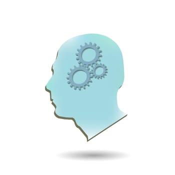 Illustration of gears inside of a head isolated on a white background.