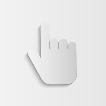 Illustration of a hand pointing on a colorful blue background.