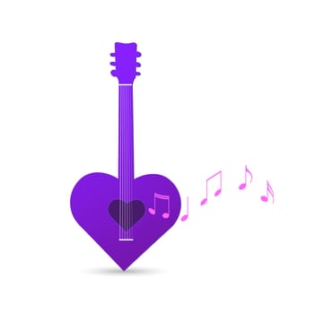 Illustration of an abstract heart guitar isolated on a white background.