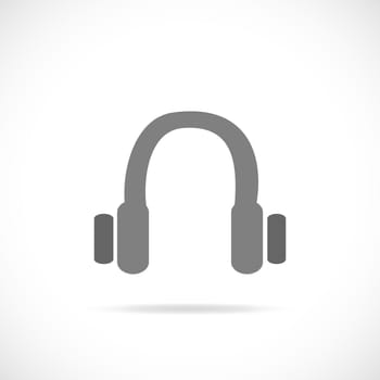 Illustration of a silhouette of headphones isolated on a white background.