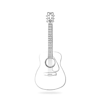 Drawing of an acoustic guitar isolated on a white background.