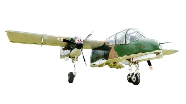 Old combat aircraft isolated on white background with clipping paths