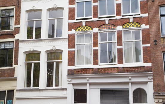 Closeup view of residential houses in Amsterdam (Netherlands)