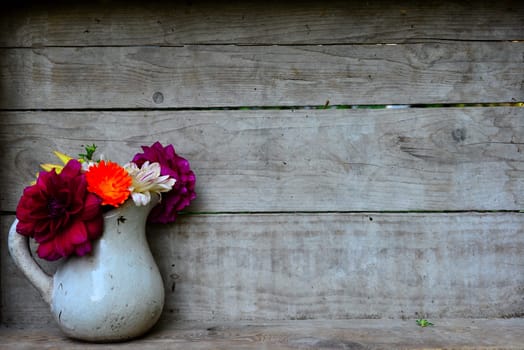 Dahlia Flowers Wood Background