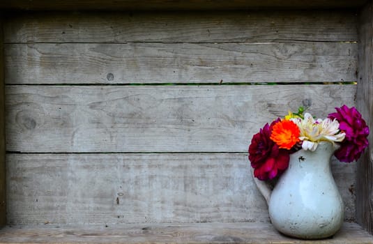 Dahlia Flowers Wood Background
