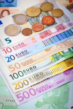 Abstract closeup of euro money.