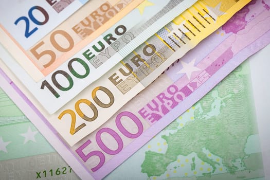 Abstract closeup of euro money.