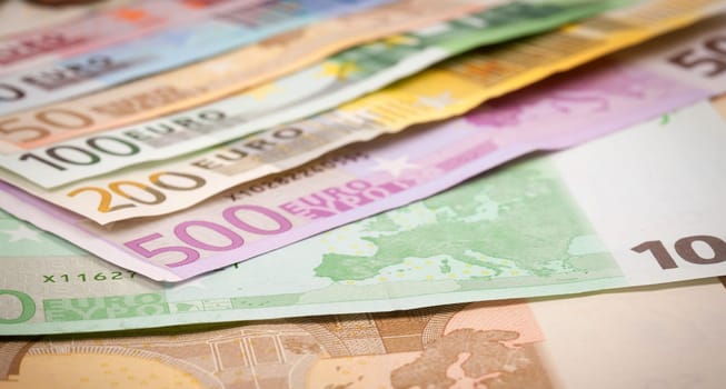 Abstract closeup of euro money.