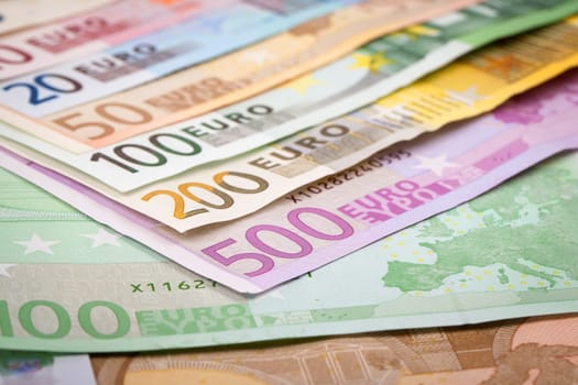 Abstract closeup of euro money.