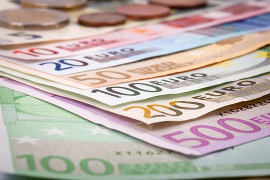 Abstract closeup of euro money.