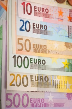 Abstract closeup of euro money.