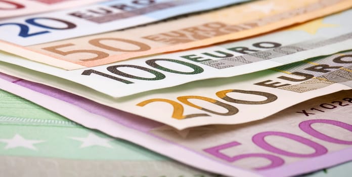 Abstract closeup of euro money.