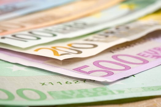 Abstract closeup of euro money.