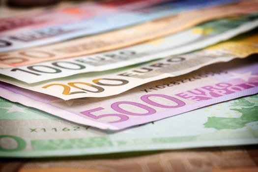 Abstract closeup of euro money.