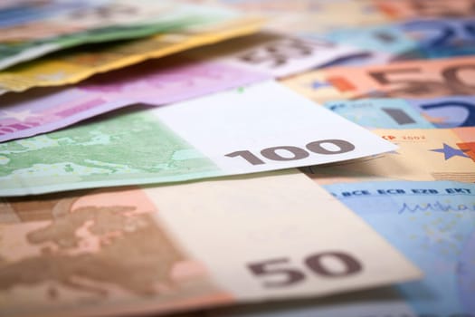 Abstract closeup of euro money.