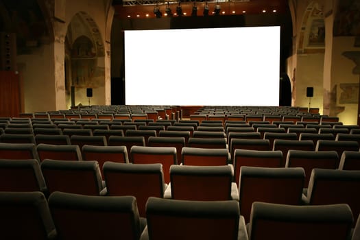 Movie Theater Empty and White Visual Screen
