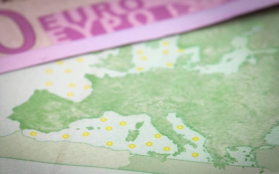 Abstract closeup of euro money.