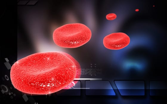 Digital illustration of blood cell in colour background