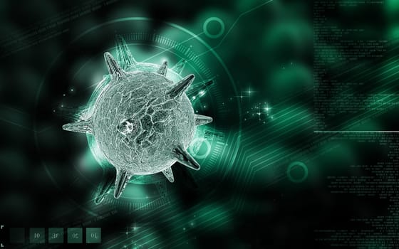 Digital illustration of herpes virus in colour background