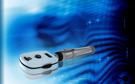 Digital illustration of ophthalmoscope in colour background