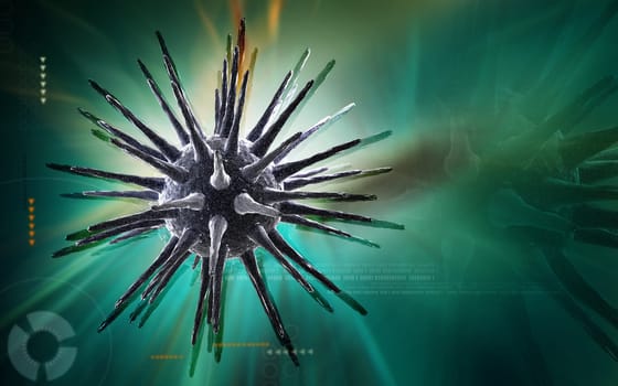 Digital illustration of Virus in colour background