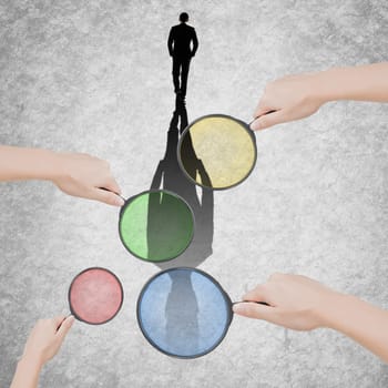 Concept of privacy with somebody find personal information in the shadow.